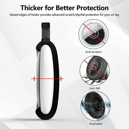 4 Pack Case for Apple AirTags Holder, AirTag Keychain Air Tag with Key Ring Cases, Anti-Scratch Air Tag Silicone Holder Accessories for Dog Pet Collar Keys,Black&White