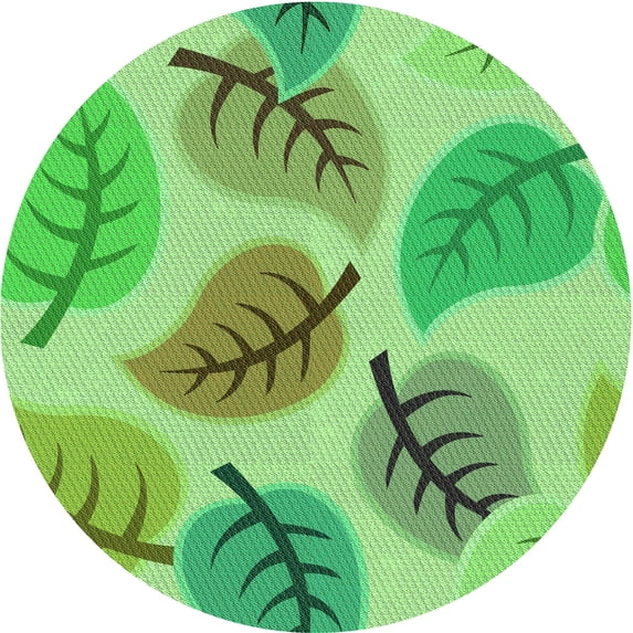 Ahgly Company Indoor Round Patterned Emerald Green Area Rugs, 4' Round
