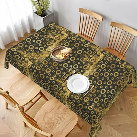 

Tablecloth Ethnic Boho Pattern Golden Table Cloth For Rectangle Tables Waterproof Resistant Picnic Table Covers For Kitchen Dining/Party(60x90in)