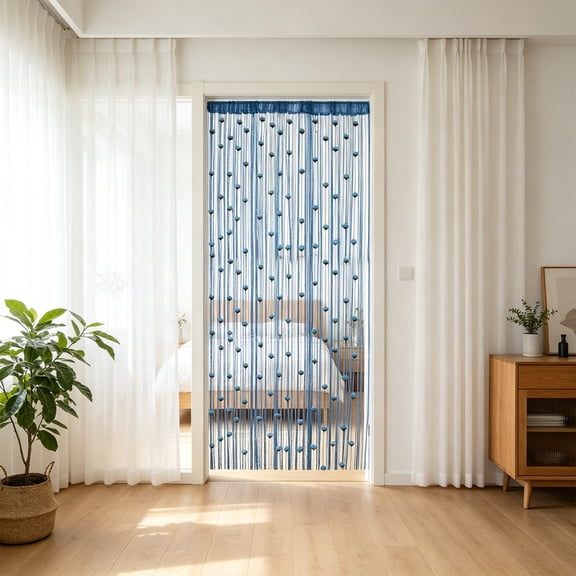 MMJ Rose Thread Beaded Curtain 39x79in Door Room Divider Tassel String for Bedroom Closet Home