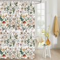 thumbnail image 4 of Fabric Shower Curtain, Rustic Vintage Wood Grain Board Brown Mushroom Spring Floral Summer Plant Leaves Shower Curtains with 12 Hooks Waterproof Machine Washable Bath Curtains for Bathroom,72 x 96in, 4 of 6