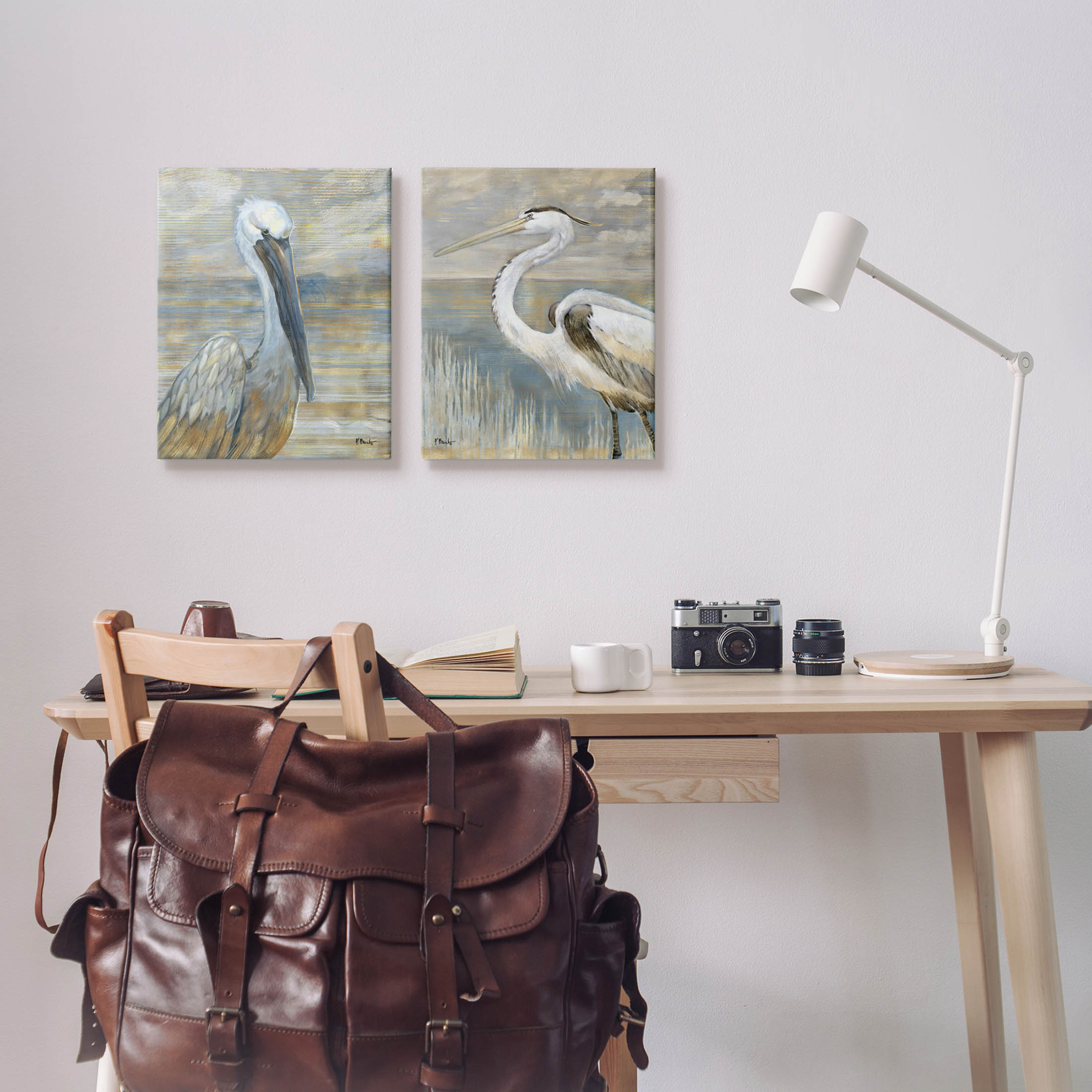 Stupell Industries Sea Birds Abstract Beach Painting Gallery Wrapped Canvas Print Wall Art, Set of 2, Design by Paul Brent