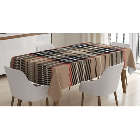 

Checkered Tablecloth Classical Tartan in British Style Design Geometric Ornament Striped Rectangular Table Cover for Dining Room Kitchen 60 X 90 Inches Pale Brown Orange White by Ambesonne