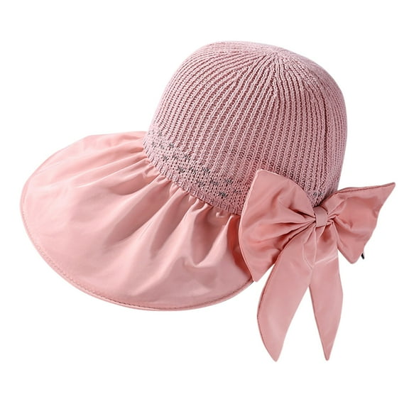 Yanyanz Sun Hats for Women, Womens Outdoor Casual Bow Decoration Big Head Design Sun Hat, Bucket Hats Pink One Size