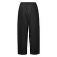 thumbnail image 4 of ZHUASHUM Womens Sweatpants Plus Size Wide Legged Trouser Ladies Breathable Travel High Waist Solid Color Loose Fitting Flairy Linen Trouser Black 5XL, 4 of 4