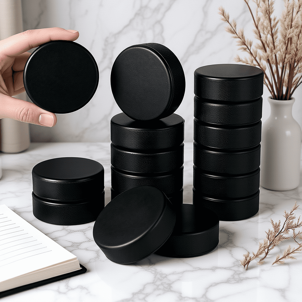 TITINICE 24-Pack Black Foam Hockey Pucks for Indoor Training, Soft Practice Equipment for Hockey Skills