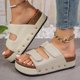 thumbnail image 2 of Bmisegm Women's Thick Soled Slippers Summer Soft Soled Flat Slippers Trendy Casual Slides Sandals Women Summer Beige 7.5, 2 of 9
