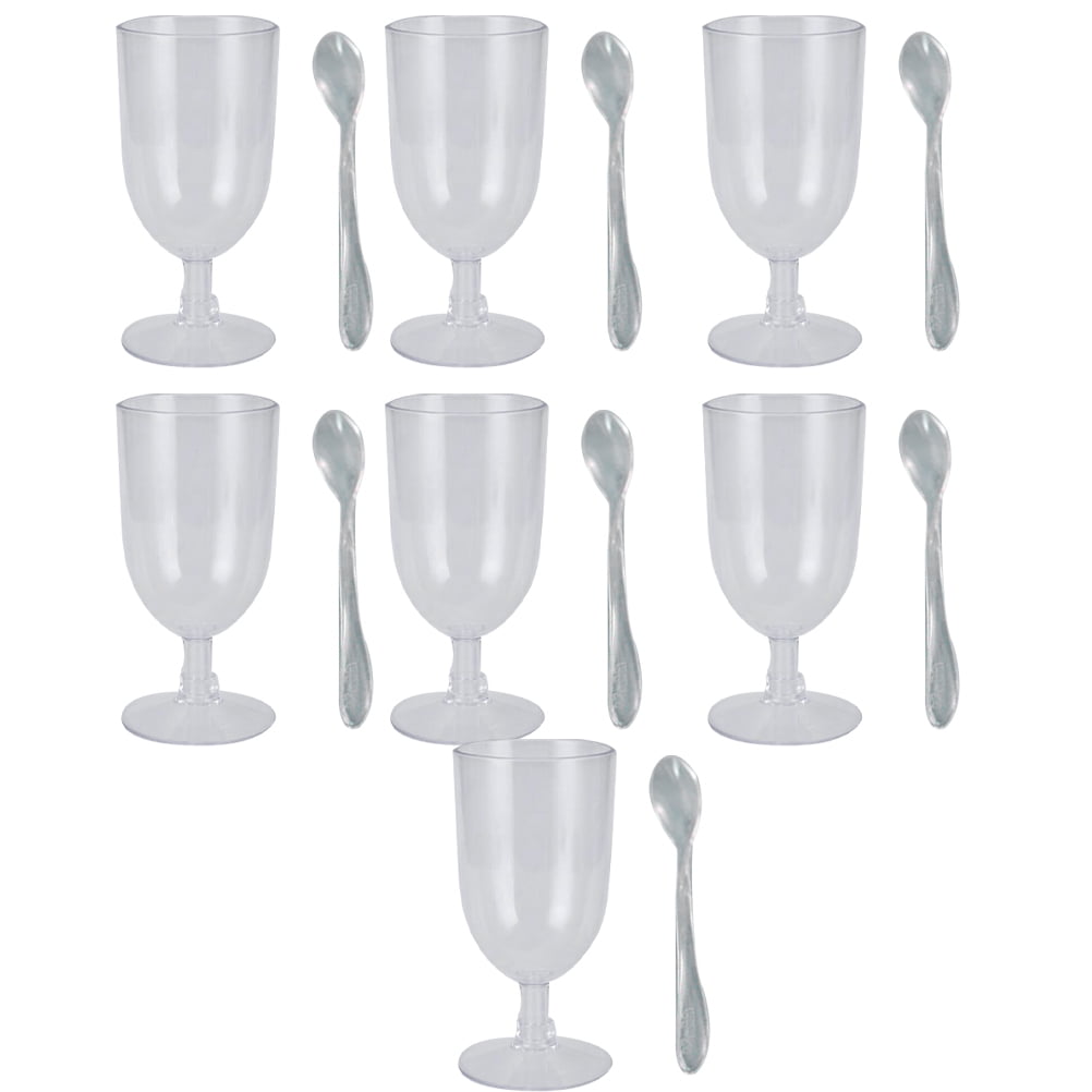 HEMOTON 25pcs Disposable Wine Glass Dessert Cups Ice Cream Cup Portable