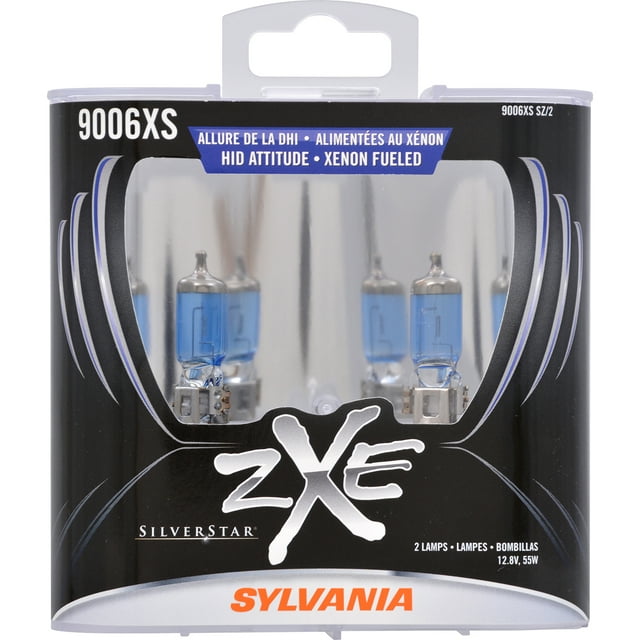 SYLVANIA - 9006XS (HB4A) SilverStar zXe High Performance Halogen Headlight Bulb - Bright White Light Output, HID Attitude, Xenon Fueled Technology (Contains 2 Bulbs)
