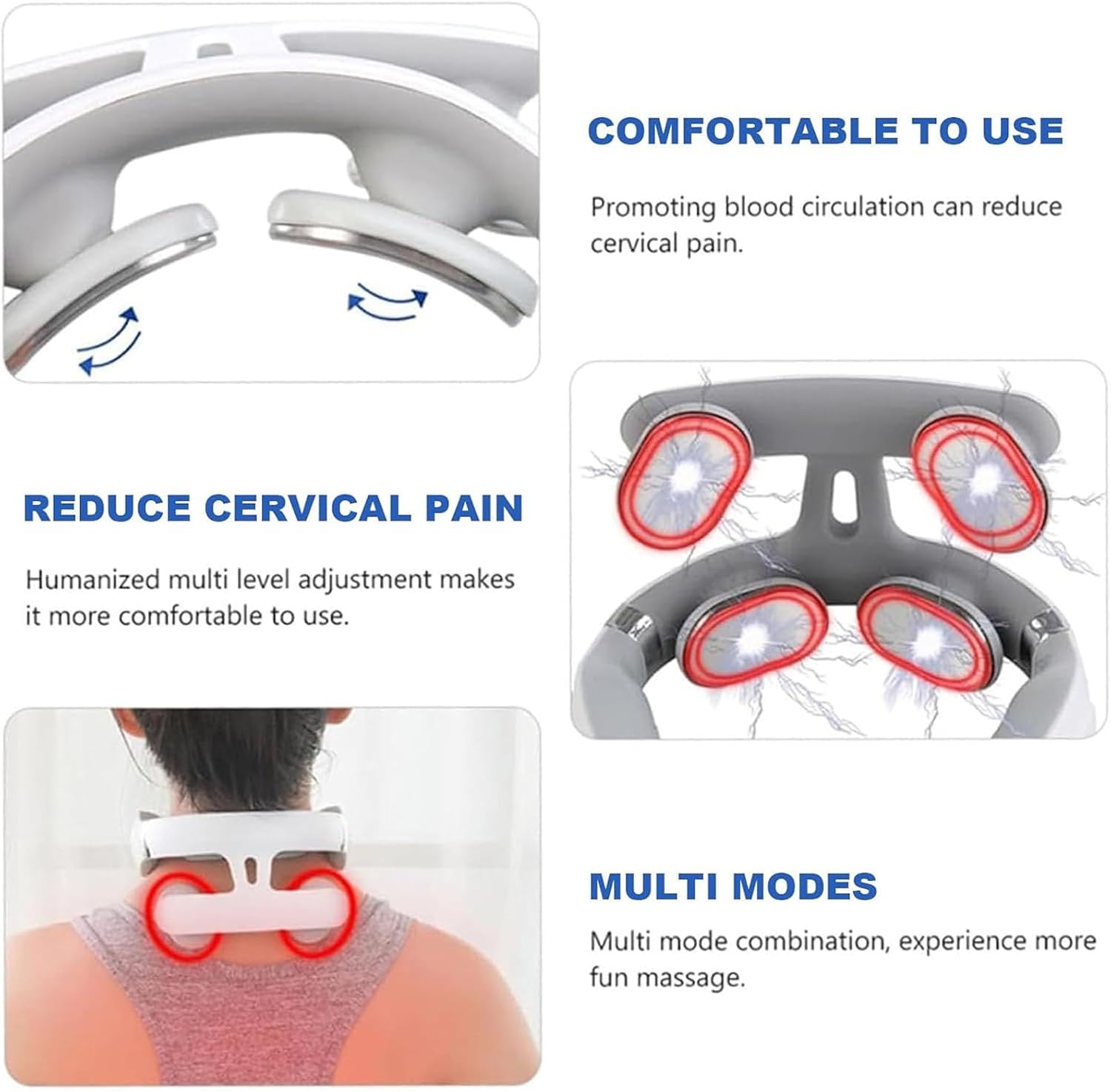 Vitality Magic Pro 2.0 Neck Massager,Vagus Nerve Stimulator Neck,4-Head Electric Rechargeable Neck Massager with 6 Vibration Modes & 16 Adjustable Gears,Promote Muscle Relaxation