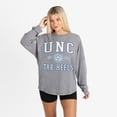 thumbnail image 4 of Women's Gameday Couture Gray North Carolina Tar Heels Oversized Final Score Snow Wash Long Sleeve T-Shirt, 4 of 6