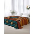 thumbnail image 5 of Aztec Southwest Full Size Flat Sheet, Wrinkleproof & Fadeproof Cooling Flat Bed Sheet Only, Vintage Geometric Farmhouse Art Breathable Soft Bedding Top Sheets 81 x 96 Inches, 5 of 8