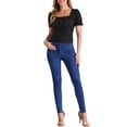 thumbnail image 2 of Camisetas casuales de verano para mujer con cuello cuadrado y volantes de manga corta XL negras, 2 of 6