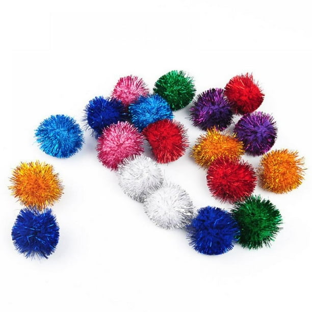 20PCS Cat Toys Sparkle Balls Pom for Cats, Assorted Color Large Tinsel Balls for Cats, Balls for Cats, Crinkle Balls Kitten Toys, Interactive Cat Toy for Indoor Cats, Cat Balls