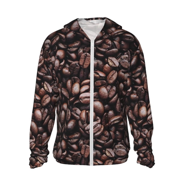 Fotbe Coffee Bean Chaqueta con Protección Solar UPF 50+ para Hombre y Mujer, Camisa con Capucha y Bolsillos-X-Large