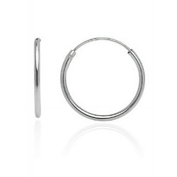 Sterling Silver 1.2mm Endless Hoop Earrings, 12mm