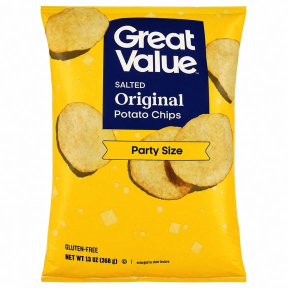 Great Value Original Salted Potato Chips Party Size, 13 oz Bag