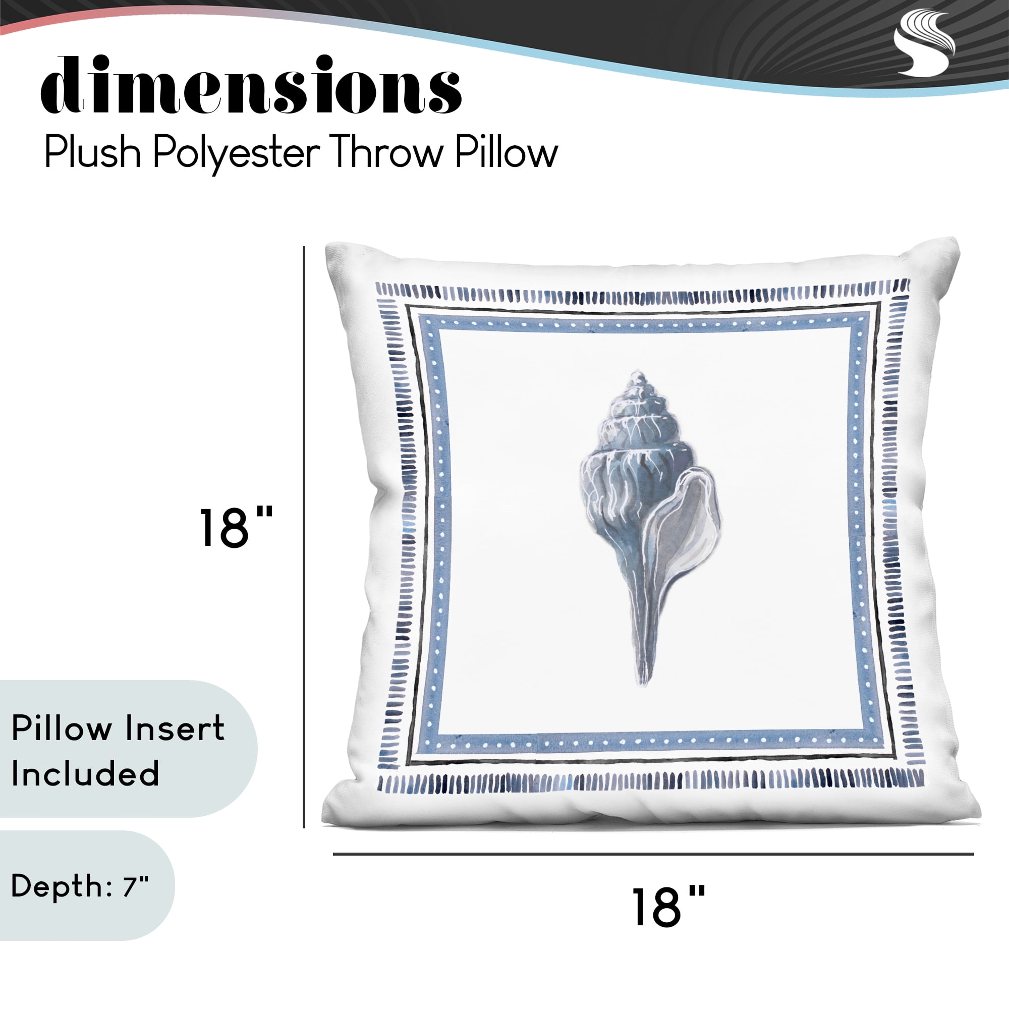 Stupell Industries Blue Bordered Conch Shell Decorative Printed Throw Pillow, design by Lanie Loreth