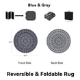 thumbnail image 5 of VUNATE Outdoor Rug 6'x6' Round Patio Rug Waterproof Woven Plastic Indoor Outdoor Mat for Picnic RV Porch Camping Reversible Lightweight Boho Outside Rug Blue and Gray, 5 of 7