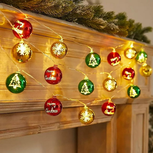 Cadena de luces de estrella de galvanoplastia navideña, cadena de luces de ambiente colgante para árbol de Navidad, decoración interior, bola de Navidad