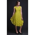 thumbnail image 5 of Bimba Yellow Stencil Leaves Women Casual Sleeveless Floral Print Summer Swing Midi Dress-X-Large, 5 of 6