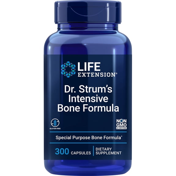 Life Extension Dr. Strum’s Intensive Bone Formula - 9 nutrients for bone health in one - Gluten-Free, Non-GMO - 300 Capsules