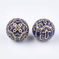thumbnail image 2 of 20pc Plating Acrylic Beads Metal Enlaced Round Golden Plated Dark Blue 14mm Hole: 1mm DIY, 2 of 2