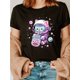 thumbnail image 1 of Women's Kawaii Astronaut Cat Drinking Bubble Boba Tea Space Anime Graphic T-Shirt - Soft Cotton Short Sleeve Crew Neck Casual Top with Stars & Planets Print, Black with Pink & Blue Accents, A, 1 of 6