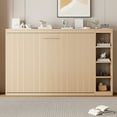 thumbnail image 2 of Euroco Wood Full Size Murphy Bed, Wall Bed with Shelves and Cabinet, Convertibe into Cabinet for Bedroom, Natural, 2 of 15