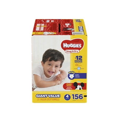 HUGGIES Snug & Dry Diapers, Size 4, 156 Count (Best All Natural Disposable Diapers)