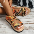 thumbnail image 7 of Yuanlong Womens Sandals Flat Beach Sandals Printed Crisscross Strap Slingback Breathable Hollow Daily Leisure Shoes, 7 of 7