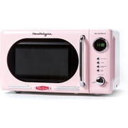 Nostalgia 0.7 cu ft Retro Microwave Oven, 700W Countertop Microwave Oven with LED Display, Pink