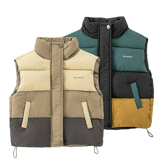 LYMAYTER Little Boys Vest Sleeveless Jacket for Kids Toddler Cotton Thickened Waistcoat Winter Lapel Jacket 1-7 Years