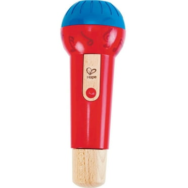 Hape: Mighty Echo Microphone - Red & Blue - Voice Amplifying & Singing Toy, Battery Free, Echo Effect, Music Instrument, Toddler & Kids Age 1 