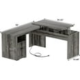 thumbnail image 4 of Homieasy L Shaped Desk with Power Outlets and USB Charging Ports, Lift Top Corner Computer Desk with Drawer, Large Office Desk with Storage Shelves, L Shaped Standing Desk for Home Office, Black Oak, 4 of 7