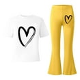 thumbnail image 5 of 2 Piece Outfits Sets Girls Short Sleeve Heart T-Shirt Top and Flared Pants Sets Summer Clothes Outfits for Girls 12-13 Years, 5 of 5