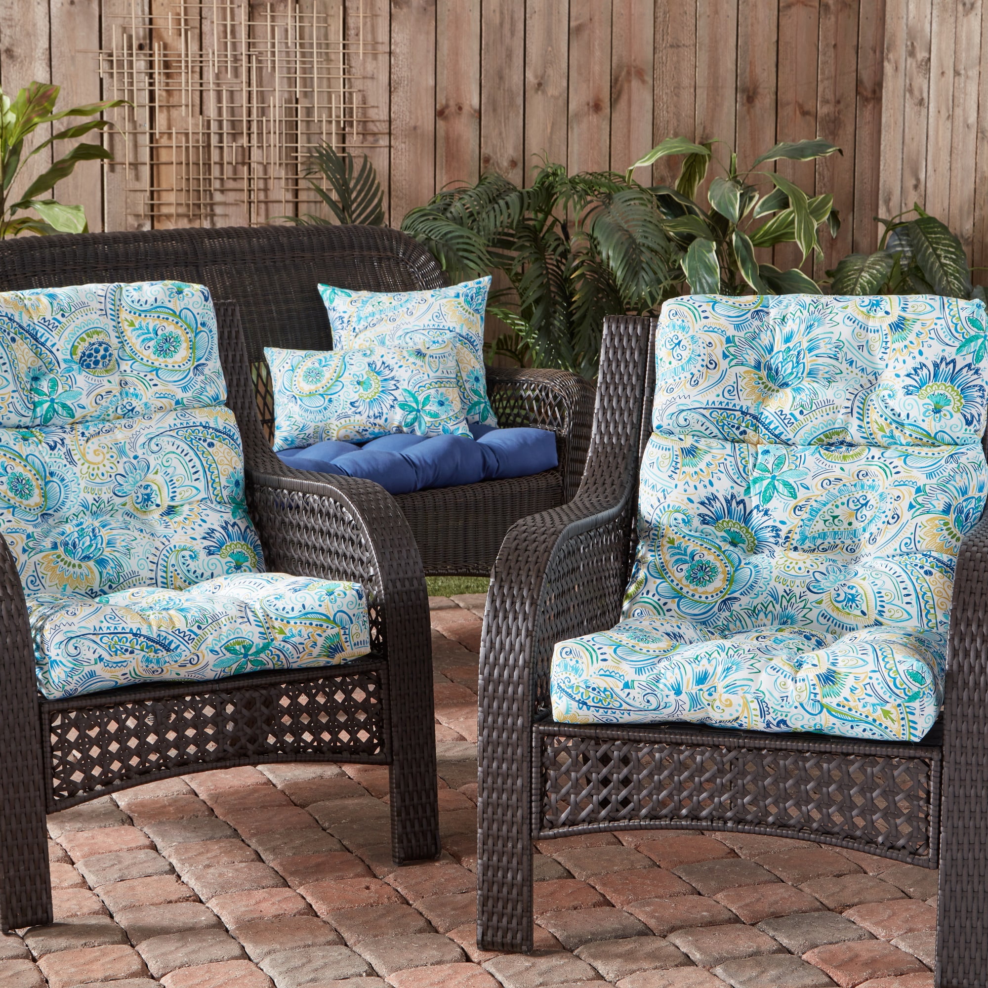 Greendale Home Fashions Outdoor 44'' x 22'' High Back Chair Cushion, Baltic