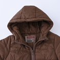 thumbnail image 4 of Otqutp Kids Boys Girls Middle Kids Hooded with Pockets Solid Color Short Cotton Jacket Fall and Winter Thickened Hooded Top Long Sleeve Coat(Coffee,9-10 Years), 4 of 8