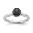 thumbnail image 1 of 925 Sterling Silver Stack Exp. Polished Black FW Cultured Pearl Ring Size: 10; for Adults and Teens; for Women and Men, 1 of 5