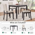 thumbnail image 3 of HSUNNS Dining Table Set for 4, 34.5" Square Wooden Kitchen Table Sets with Upholstered Seats Chairs, 5-Piece Dining Room Table Set for Small Space, Breakfast Nook, Black, 3 of 9