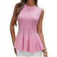 thumbnail image 4 of Sleeveless Knit Tops Slim Fit Ribbed Peplum Sweater Vest, 4 of 7