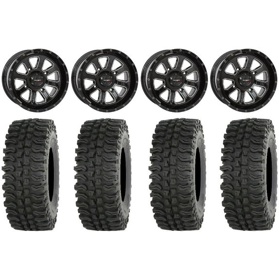 System 3 ST-4 Black 14" Wheels 32" BDC Tires Can-Am Commander Maverick Renegade Outlander Defender