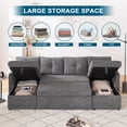thumbnail image 5 of Weture Sectional Sleepe Sofa, 2 in 1 Pullout Couch Bed with Storage Chaise and Side Pocket, DarkGray, 5 of 7
