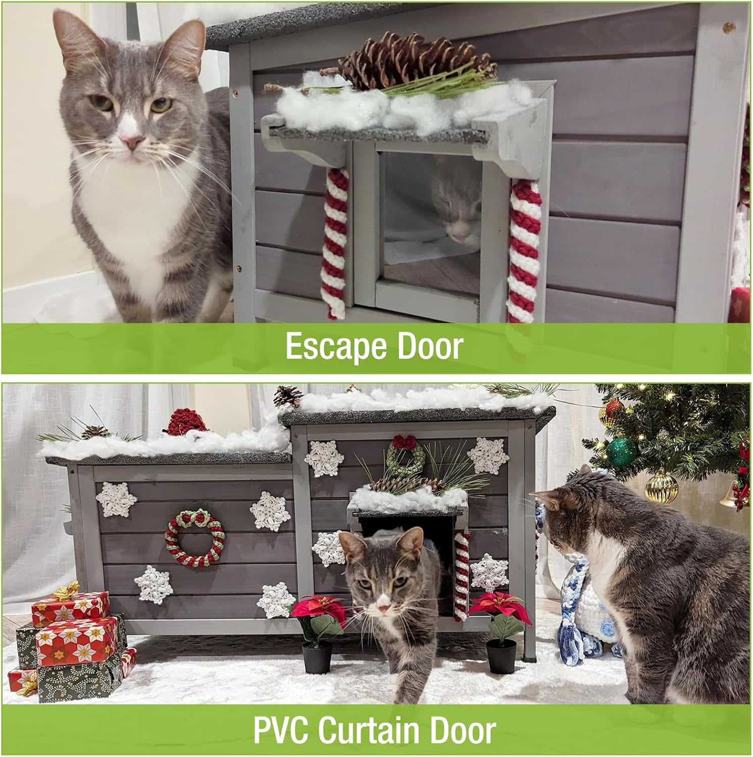 Aivituvin Cat House for Outdoor Cats Feral Kitty Shelter 100% Waterproof for Winter Cat Home with Large Opening Roof,Without Insulation Liner
