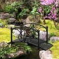 thumbnail image 6 of Outsunny 3.3FT Metal Arch Zen Garden Bridge with Safety Siderails, Decorative Footbridge, Delicate Floral Scrollwork for Stream, Fish Pond, Black, 6 of 9