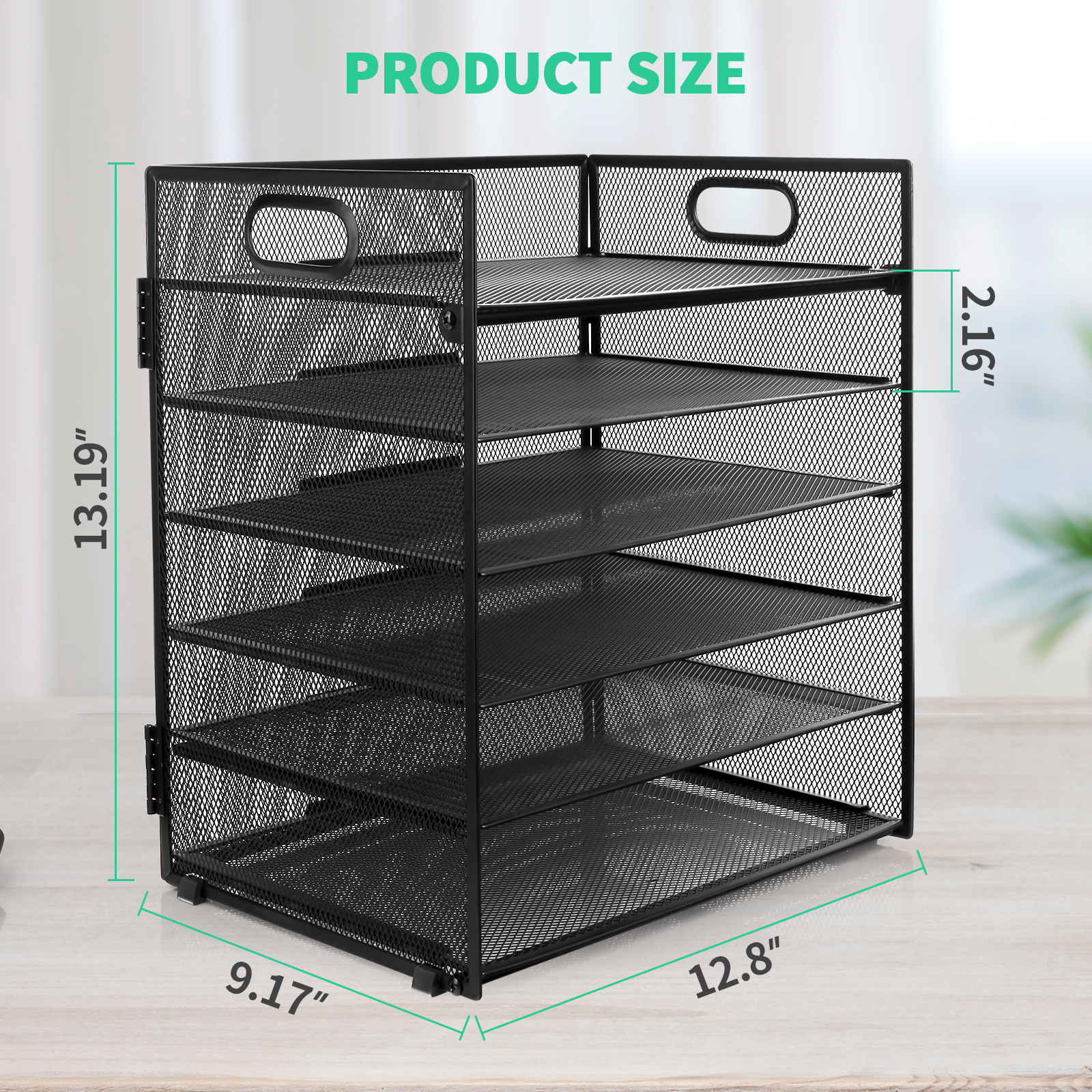 PHANCIR 6-Tier Metal Mesh Desk Organizer with Handle photo 6