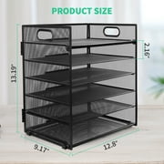 PHANCIR 6-Tier Desk Organizer Paper Storage Box ,Stationery Tray with Handle Mesh Stationery Tray Desktop File Classifier, Suitable for Office, Home