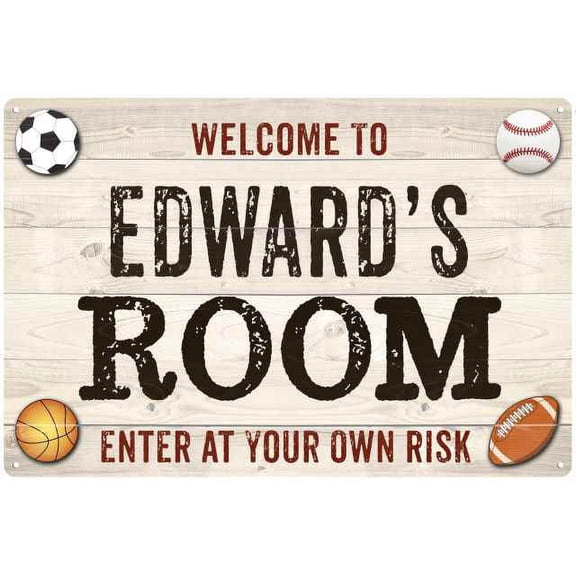 EDWARD'S Room Kids Bedroom Sign Boy's 8x12 Metal 208120090135