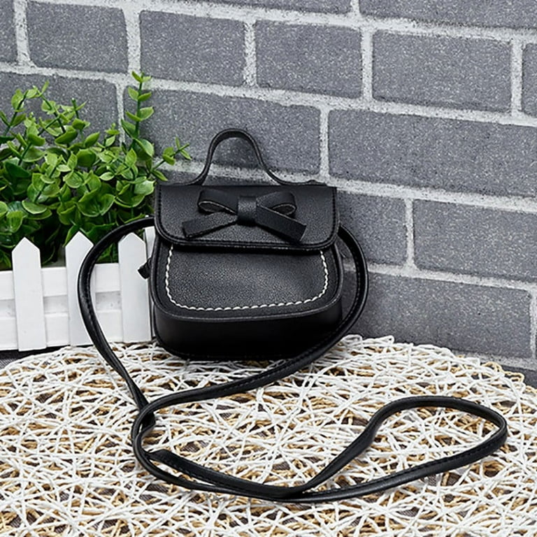 Weefy Kids Girls Lovely Mini Messenger Bag Bow Purses Handbags Princess Shoulder Bags, Girl's, Size: One size, Black