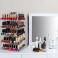 thumbnail image 4 of LMHF Nail Polish Organizer, 5 Tier Acrylic 360 Rotating Display Rack Stand Makeup Cosmetics Storage Box Carousel Shelf with Black Iron Guard, Hold Up to 310 – MK302-5, 4 of 5